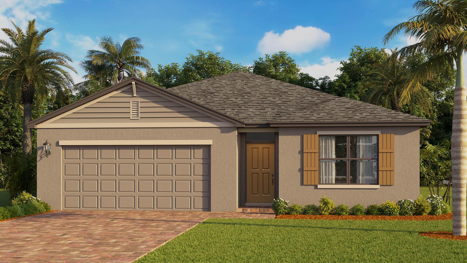 The Cali floorplan at Morningside in Fort Pierce offers 1,828 sq. ft. of elegant living space. This 4-bedroom, 2-bathroom home features gorgeous quartz countertops, oversized tile flooring, and sleek finishes. The open-concept design connects the living, dining, and kitchen areas, ideal for entertaining. The kitchen includes an oversized single-bowl undermount sink, stainless steel appliances, and a large island. The primary suite features an ensuite bath with dual sinks and a walk-in closet. Equipped with smart home technology for convenience.