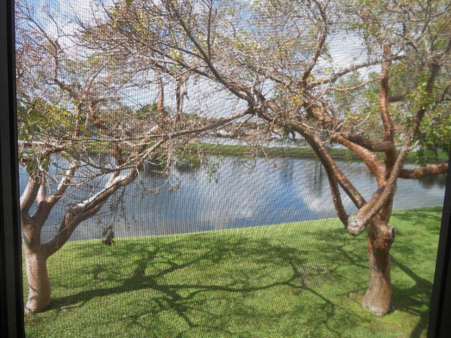 LOCATION! LOCATION! REDUCED FOR QUICK SALE!  BEAUTIFULLY FURNISHED BRIGHT CORNER CONDO, 1st STREET PASSED POOL AND CLUBHOUSE. REMODELED KITCHEN; BAR STOOL SEATING AT KITCHEN COUNTER. CONVENIENT LAUNDRY CLOSET. HURRICANE WINDOW REPLACEMENTS. CERAMIC TILE FLOORS; NEW BERBER CARPET IN MASTER BEDROOM. HI-HAT LIGHTING,  MIRRORED DINING AREA, LARGE BEDROOMS WITH REMODELED BATHROOMS. WATER & POOL VIEW. BALCONY WITH STORAGE CLOSET. NEWER A/C. SURROUND SOUND SYSTEM.(All dimensions are approximate.)The Lakes of Delray is a Friendly Gated Community. Huge Clubhouse with many activities and entertainment. Billiard and Bingo Rooms, Heated Olympic size pool, Jacuzzi, BBQ Picnic Area. Tennis and Pickle Ball. Huge Exercise room with Modern equipment, Library, Art & Ceramics rooms. Something for everyone!