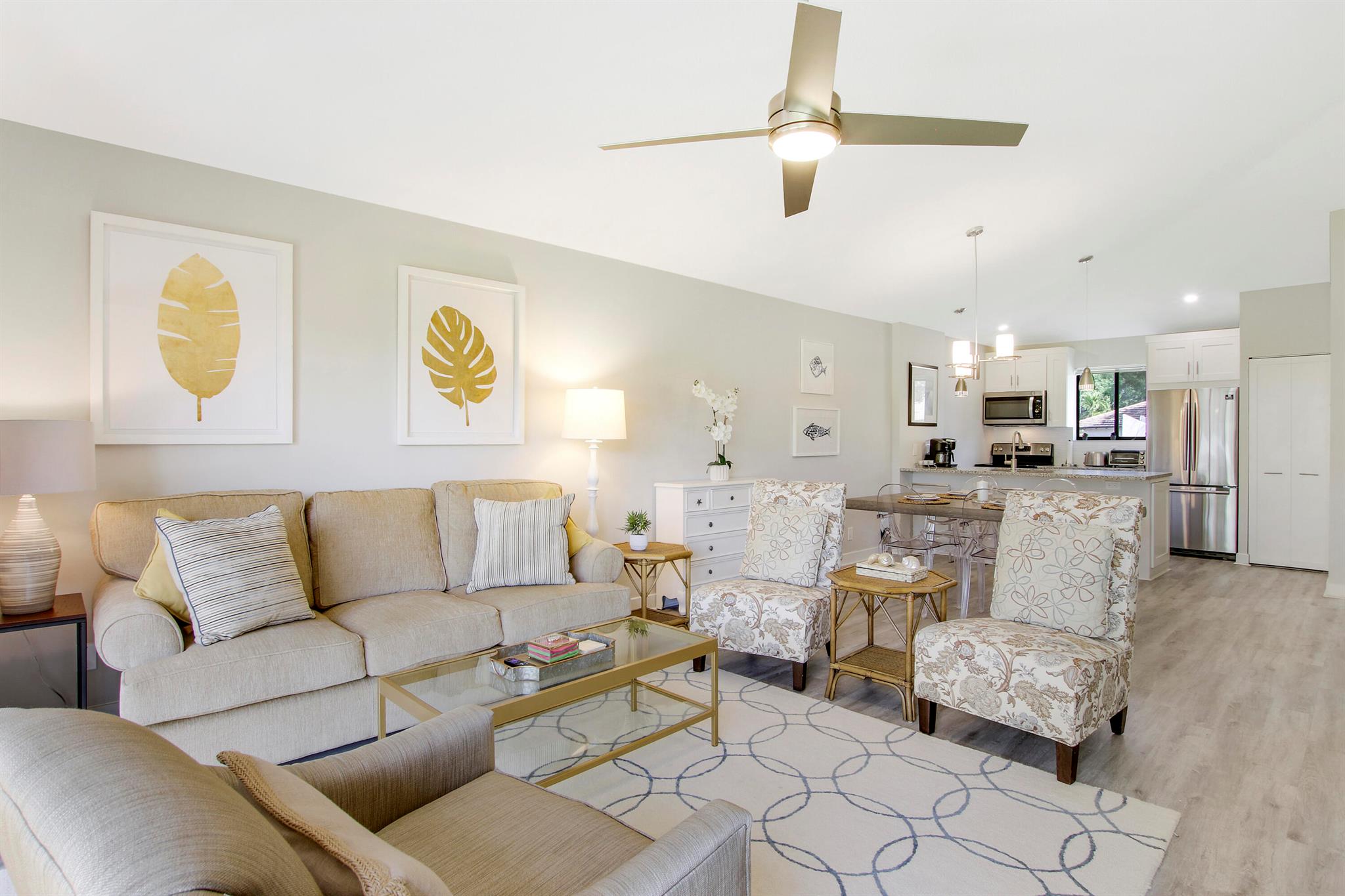 Enjoy your stay at this fully furnished, immaculate, 2-bedroom Club Cottage. The cottage is beautifully decorated and outfitted to meet your needs. Master bedroom offers a king bed, while the guest room features two full beds. Both rooms offer fresh linens, ample pillows and comfortable mattresses. The beautifully renovated bathrooms are stocked with soft towels and generous walk in showers. The cottage provides basic cable, wifi, in-unit washer/dryer, a fully equipped kitchen and gas grill. Enjoy access to the community pool, which is conveniently located near the unit. Simply pack your suitcase and make yourself at home! Available for December. Rented Jan-Mar 2024.