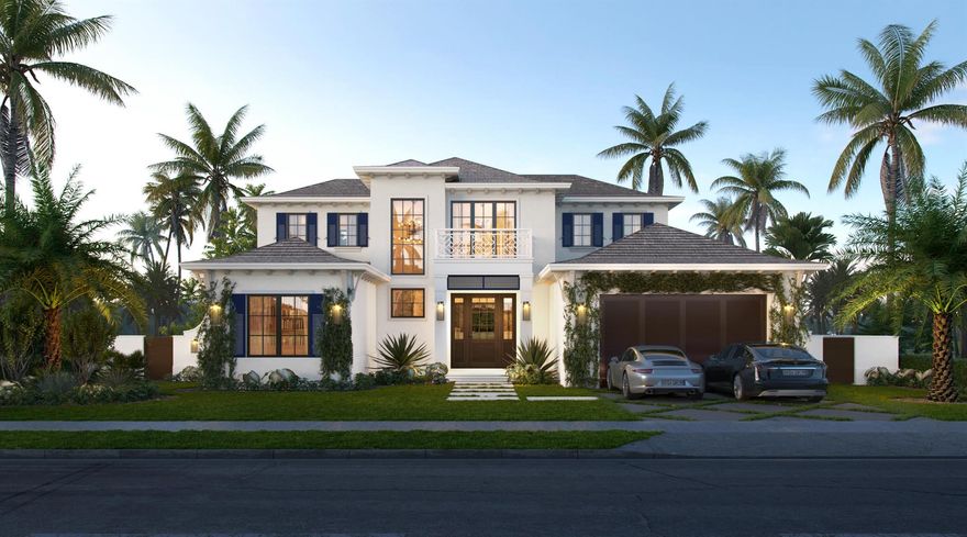 COMPLETION DATE SPRING 2025 British West Indies-inspired masterpiece, 290 Ashworth blends timeless elegance with modern luxury in this custom build by Sam Fisch Development. This 5-bed, 4-bath estate spans 3,713 sq ft on a 10,674 sq ft lot in West Palm Beach's SoSo neighborhood. Designed for seamless indoor-outdoor living, it features White Oak floors, soaring ceilings, and an open-concept layout bathed in natural light. The chef's kitchen boasts light wood cabinetry, natural stone counters, and top-tier appliances. The primary suite offers his & her walk-in closets, Calcutta Gold shower walls, and dual vanities. Outside, enjoy a gas heated saltwater pool, spa, and summer kitchen. Impact windows, a 2-car garage, and smart home features complete this dream home minutes from the beach.
