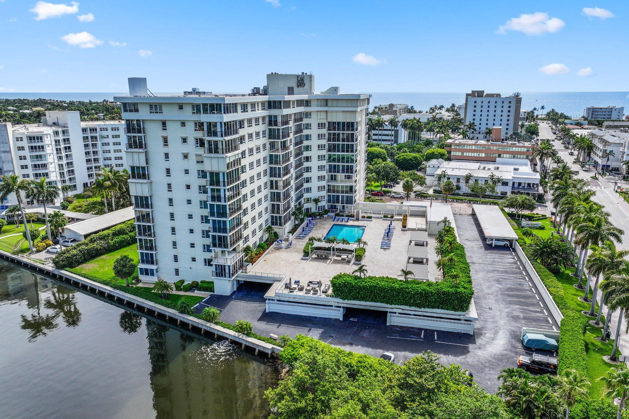 Barr Terrace is unquestionably one of the greatest condominium buildings along Delray Beach's barrier island. Having just recently undergone a massive renovation and complete updating to the building and common areas, Barr Terrace offers residents peace of mind, a necessity in today's condo market. Steps away from the #1 Rated Beach in all of Florida by USA Today in addition to a short walk to countless award winning restaurants along Delray's Atlantic Avenue, this building is unrivaled in its prime location. This 2 bedroom 2 bath condo has a phenomenal layout with terrific views overlooking the newly redesigned and heated waterfront pool and spa in addition to intracoastal views. Idyllic for anyone looking to revitalize the current space to their own preferences, this unit has