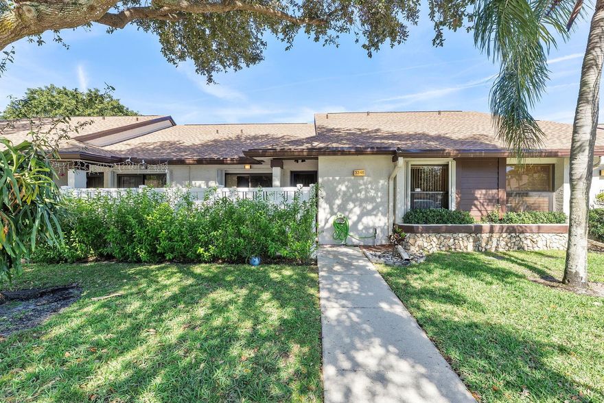 Buyer incentive: maintenance fees/ closing credit if financing (buyer’s choice) BUYER INCENTIVE BY FEB28.  ALL AGES, 1 story floor waterfront villa. NEW A/C 2025 & NEW ROOF 2025 (roof included in maint). Vaulted ceilings, recessed lighting, 24x24 travertine-style tile throughout, laid elegantly on diagonal. Updated cabinetry throughout entire home, including primary closets, bathrooms. Kitchen has stainless appliances, access to courtyard. newer washer/dryer, separate laundry room. Glass-enclosed Florida room w/storage. Large primary walk-in closet w/custom built-ins. Onyx counter in 2nd bath. Accordion shutters. Enjoy all township amenities. HOA FHA & VA approved, 10% down required. NO LEASING. Maint: $717/Month Gingertree (Roof,Insurance,Cable++)+ $189/qtr Master (TCMA). Show anytime.