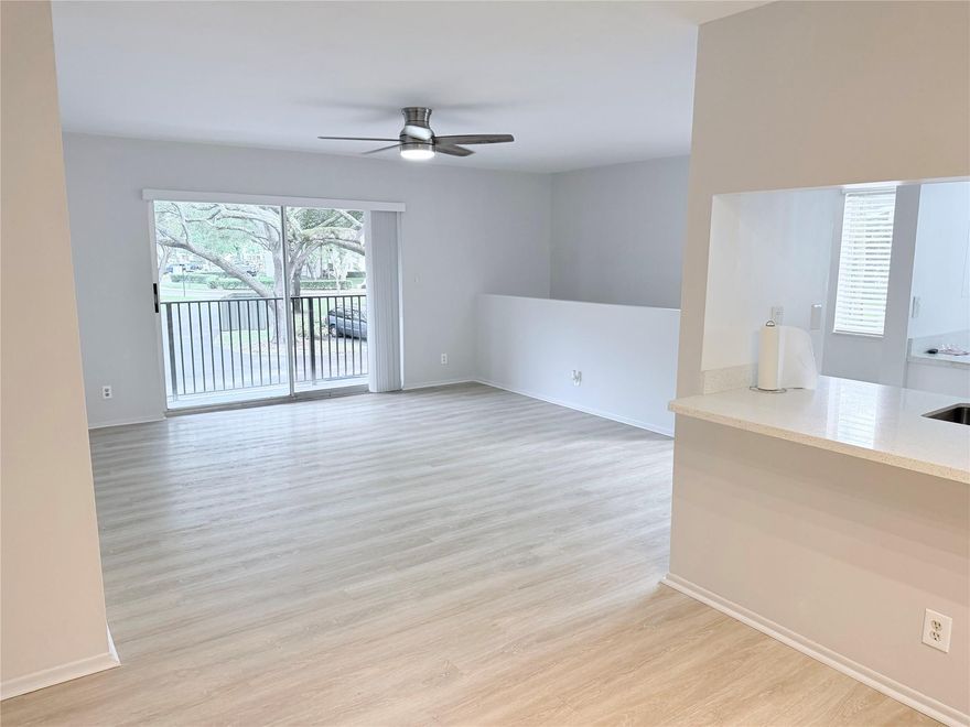 Beautifully renovated 2-bedroom, 1-bathroom condo offers completely redone bathroom, brand new vinyl flooring throughout, freshly painted, and more! In-unit washer and dryer in laundry room with extra storage. Located on the second floor with a private first-floor entrance, this unit is part of a community that features a pool, Fitness Center, Sauna, tennis court, basketball court, and cookout areas.