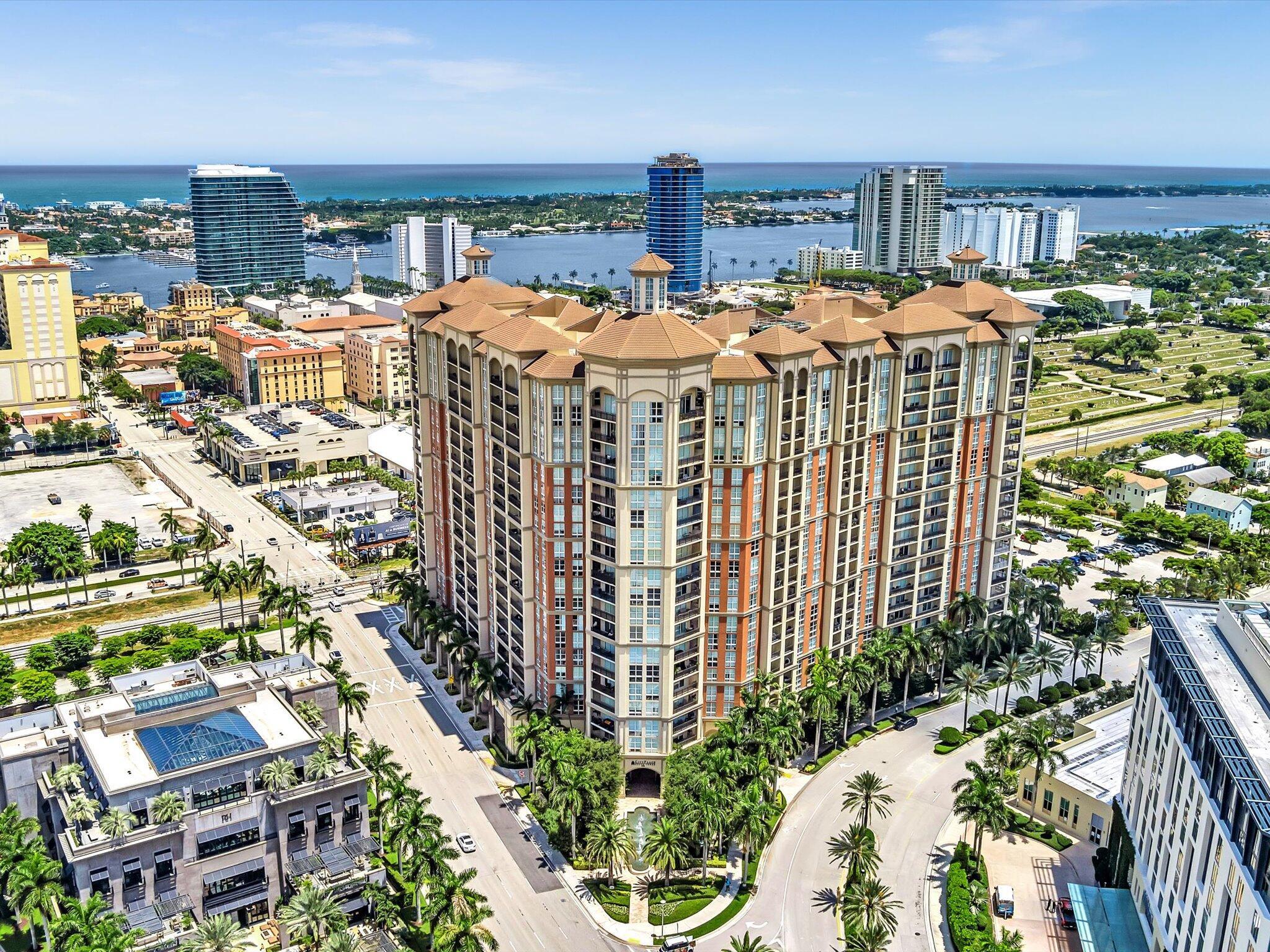 Cityplace South Tower is a luxury building located in the heart of downtown West Palm Beach. The Square, Clematis Street's nightlife and restaurants, The Kravis Center, The Norton and The Brightline are all within walking distance making this a stellar location. Palm Beach's Worth Avenue and the beach are a short ride away. This 3 bedroom, with BRAND NEW FLOORING, 2 bath unit boasts 402 sq. feet of wrap around patio offering sweeping views of the city and the water! The unit has floor to ceiling impact windows and doors. Amenities include 24/7 concierge, state of the art fitness center, resort style pool and spa area and designer