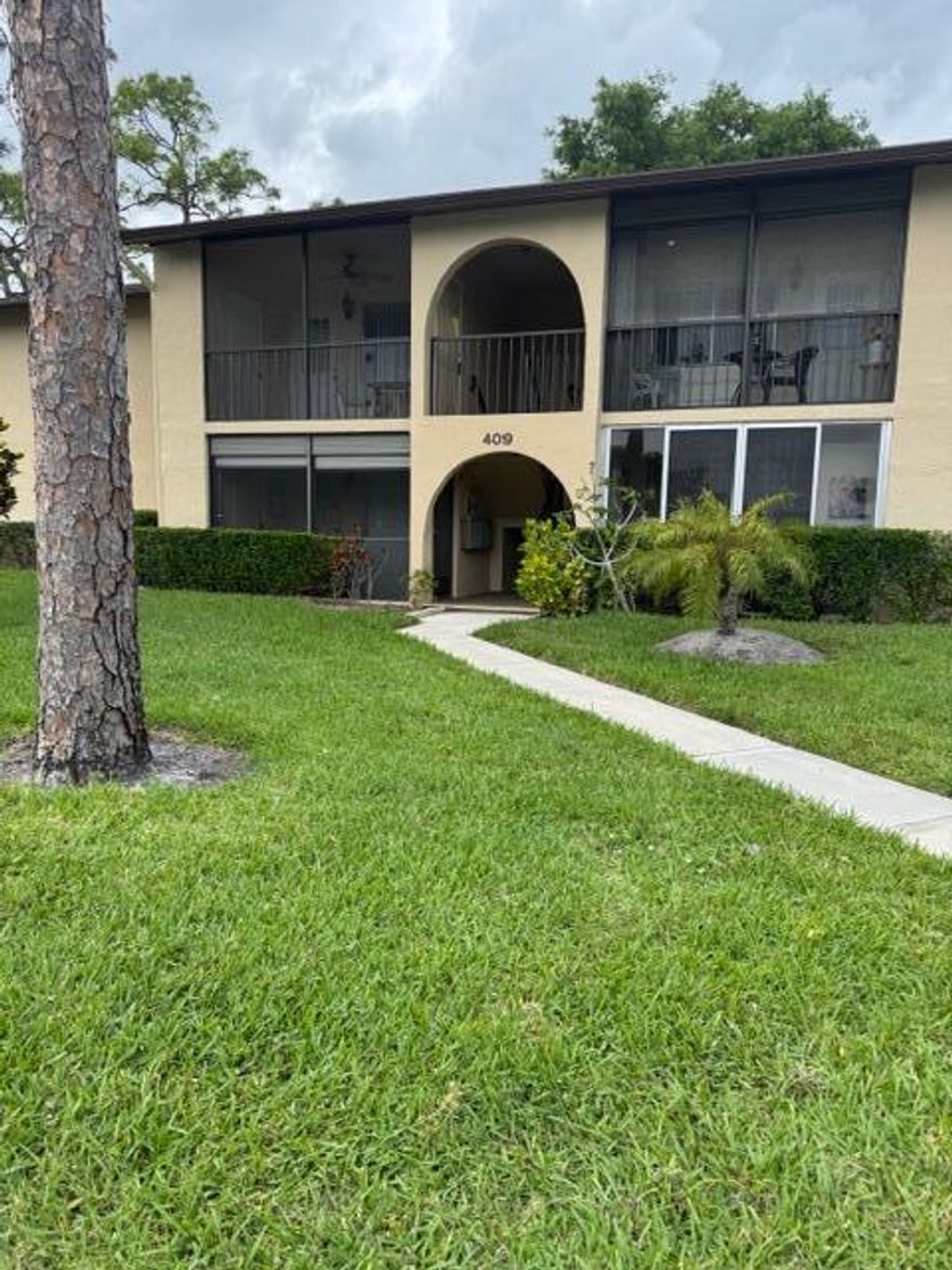 Fully furnished nestled close to the pool and lakefront clubhouse with walking path. Friendly active 55+ community centrally located near restaurants, shopping and easy access between I95 and the Turnpike.  New roof, building electrical panel and updated clubhouse. A perfect vacation home!