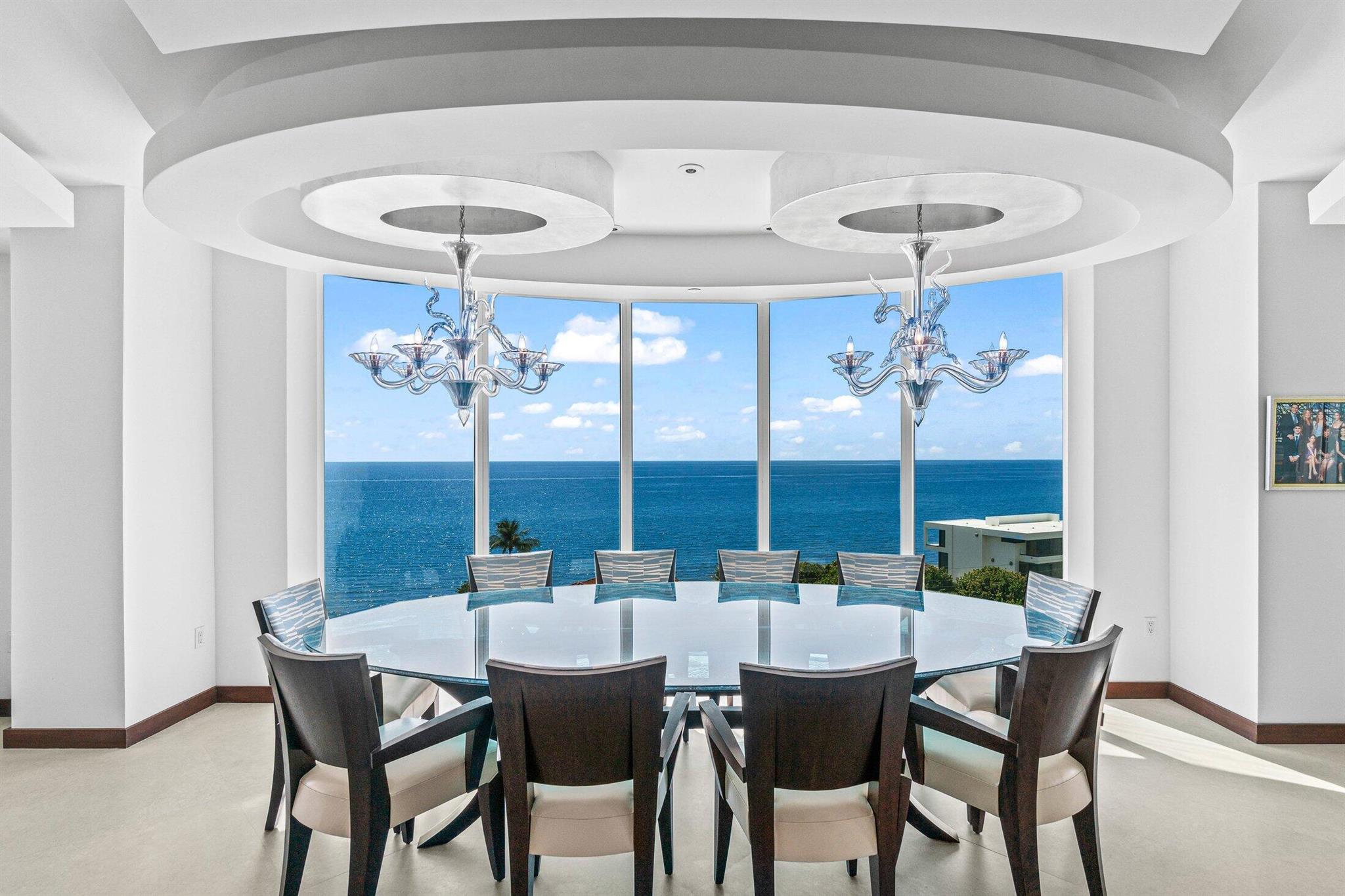 Experience luxury coastal living in this rarely available custom Savona contemporary beauty, offering unobstructed ocean and Intracoastal views from the coveted South tower. This spacious 3BR 4BA residence features a private elevator entry, soaring 9' ceilings, and floor-to-ceiling impact glass. Designer finishes include 36''x36'' limestone flooring, custom lighting throughout, and top-tier Thermador and Sub-Zero appliances with quartzite counters. The expansive open layout flows seamlessly to a generous primary suite with spa-inspired bath and custom closets. Five-star amenities include 24-hour concierge, valet, pool, gym, tennis, and a private beach club. 2 garage spaces, pet and investor-friendly. This a rare opportunity to own in one one of Highland Beach's most prestigious addresses!