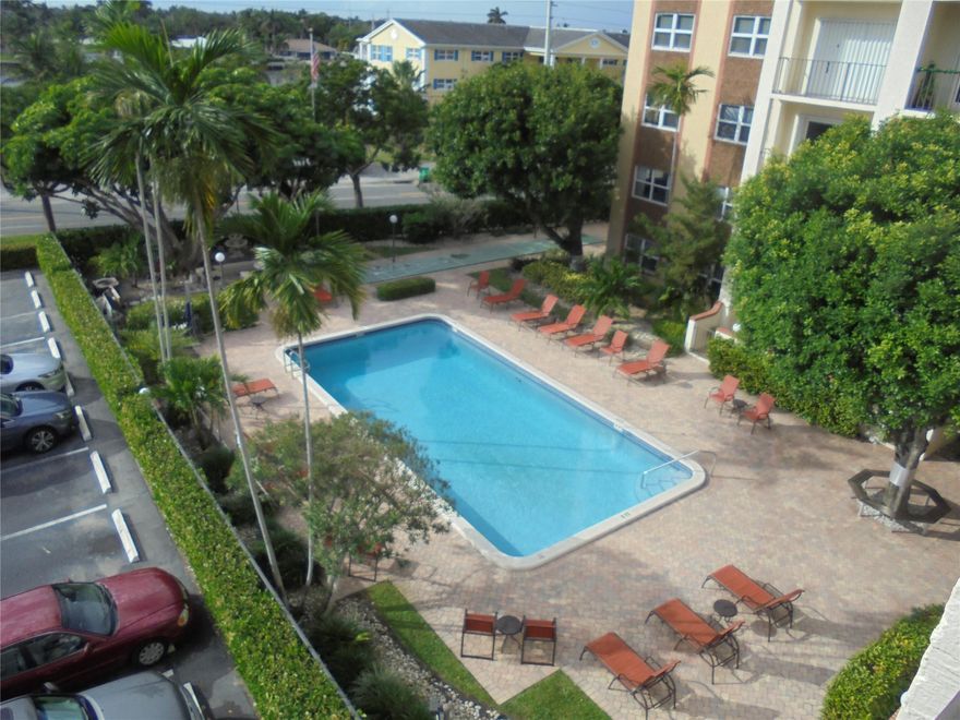 Charming 2 Bed 4th Floor Condo in 5 story building 2 blocks to beach. Unit overlooks pool and gardens with lovely east/west breezes and beautiful sunsets. Updated, Nicely furnished and fully equipped for your  winter stay in Paradise. Walk to Beach, shops, restaurants, and Pompano Fishing Pier. Golf, tennis, pickle ball and walking trails nearby. Laundry Room on each floor. Building Lobby, Hallways and Elevators updated. Unit is available 2/21/26 for 3+months.