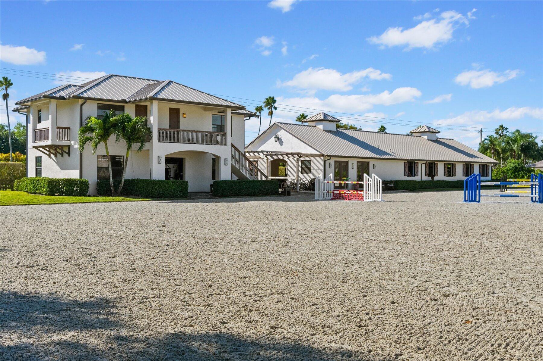 Exceptional Seasonal Farm Lease in Wellington - Just 3/4 Mile from WEF this beautifully maintained equestrian property offers an unbeatable location, just a short distance to the Wellington International (WEF) show grounds. The farm features 12 stalls, one of largest arenas in the area (130' x 220'), 3 interior grooming stalls, and 4 spacious wash stalls equipped with hot and cold water.The well-appointed barn includes a stylish tack room, full bathroom, washer/dryer, and a fly spray system. Each stall is matted and fitted with high-powered fans. The property also boasts 7 paddocks and a separate large garage for hay/shavings storage. Additional amenities include a charming 2-bed, 1-bath apartment, use of a tractor/drag, and a full course of show-quality jumps.