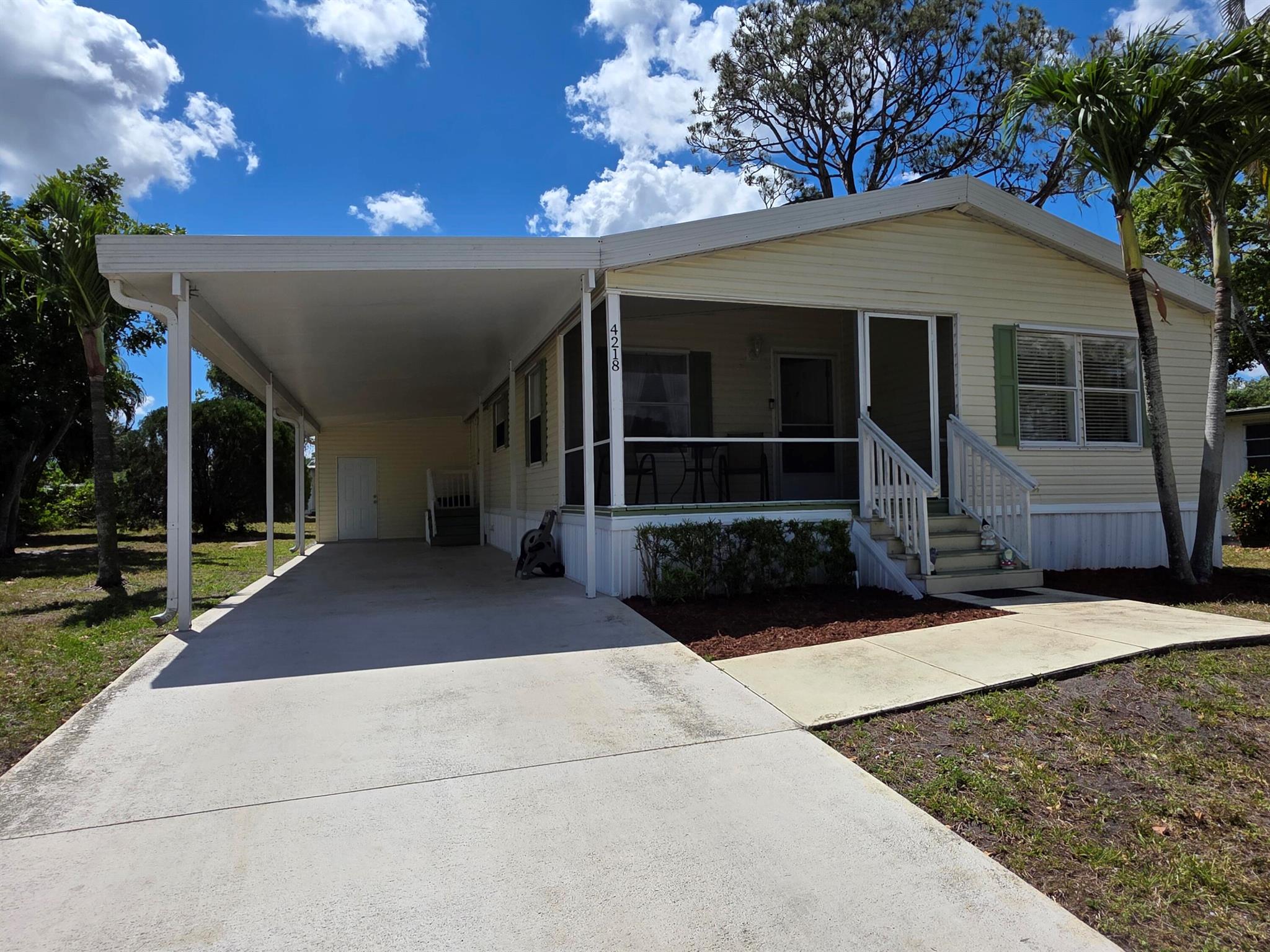 Welcome to this charming modular home in the peaceful & desirable 55+ community of Maralago Cay. This 2Bed/2Bath home offers the perfect blend of comfort & convenience. Features a spacious open floor plan creating an amble living space w/ abundance natural light. Home boasts a fully equipped kitchen & modern finishes throughout. Enjoy the serene outdoors with your private screened porch, ideal for relaxing or entertaining. With easy access to local amenities, beaches, and shopping, this home is perfect for those seeking a peaceful retreat in a central location. Don't miss out on the opportunity to make this beautiful property your own! Lot rent of 1319.69 includes community amenities such as 2 pools, clubhouse, fitness center, shuffleboard, and so much more!