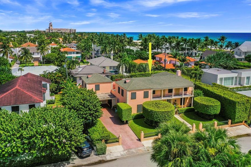 Coveted Ocean Block residence with deeded beach access.  Originally built in 1936 designed by Gustave Maass this two story house with over 5500 square feet of living space has five bedrooms, five baths, large formal living room with fireplace, formal dining room, library, gallery, loggia, den, exercise room, hardwood and Herpel floors, laundry, three zone air/heat system two just replaced, security system, pool, patio, lawn sprinkler system, elevator, plus staff accommodations.  Located on the ocean block, quiet one way street, just
 steps from the ocean, this property would be a pleasure to call home.