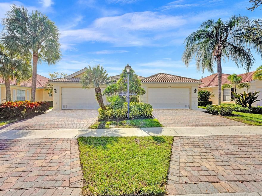 Discover Florida lifestyle in this spacious 2BD 2BA Villa with a 2CG. Secure gated community offers comfort, tranquility, and convienance. Villagewalk amenities include restaurant, gym, playground, pools, tennis, pickleball, basketball. Features: Corian countertops, custom garage built-ins, central vacuum, crown moldings, accordion shutters, AC (2017), water heater (2021). Family room opens to patio with water views, blending indoor & outdoor living. HOA covers amenities, maintenance, cable, internet, security, trash. There is room for a pool or patio enclosure.