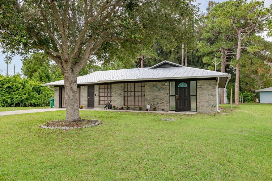 Welcome to this charming and well-maintained CBS ranch home situated on a spacious corner lot in a convenient location close to shopping, dining, and the natural beauty of Savannas Preserve State Park. Offering a flexible floor plan, this 3-bedroom, 2-bath residence features additional living space that has been utilized as a 4th bedroom, complete with a Jack-and-Jill bath, providing excellent options for guests, a home office, hobby room, or multi-generational living. The property is connected to city water and also includes a private well. Whether you're looking for a primary residence, seasonal retreat, or investment opportunity, this versatile home offers comfort, space, and an excellent location.