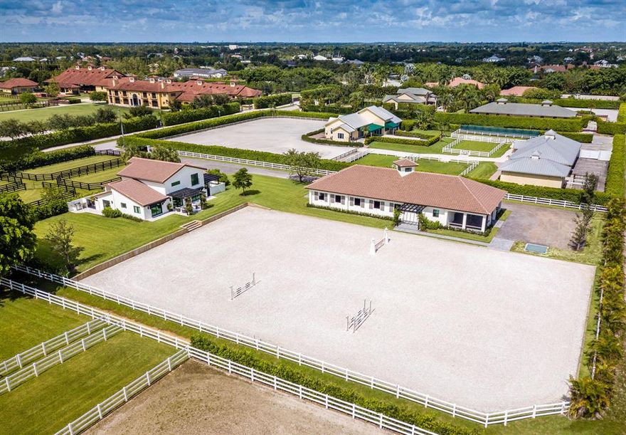 Total renovation with redesigned floor plan in this 3 bedroom plus den, 4 bath  2-story house, set on 2+ acres.  Newly constructed 8-stall, center aisle 5-Star barn, with 2 wash stalls, 2 grooming stalls, feed and tack rooms, grooms apartment with full bathroom, plus laundry and 1/2 bath,  all overlooking 190' x 120' sand ring.  4 paddocks. Direct access to bridle trail and approx. 1/3 mile to showgrounds.Available with custom pool starting at $50,000, and/or fully, turn key furnished. Furniture will be included in any executed contract with an effective date before April 15, 2020. Total living square footage includes quest/grooms apt.