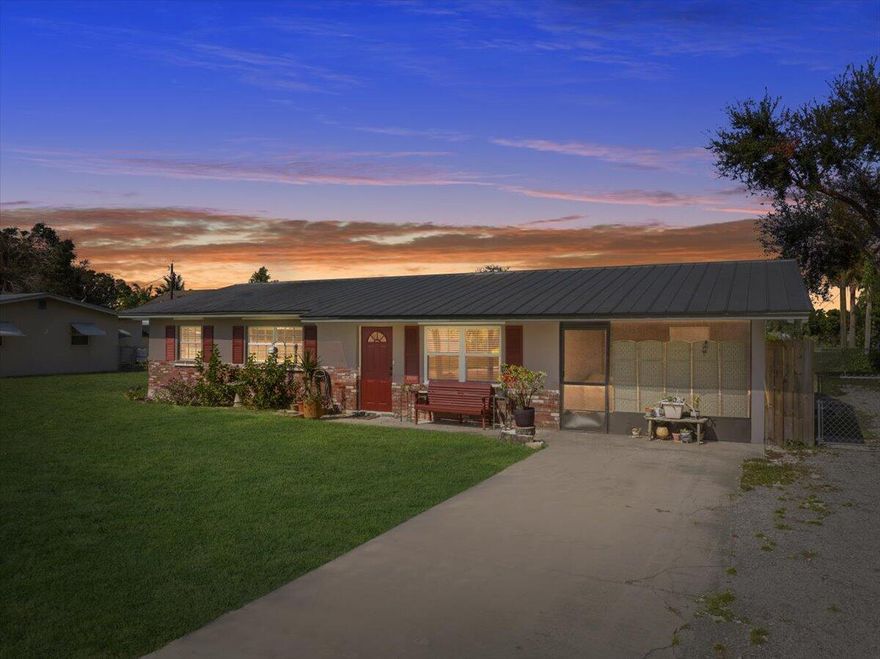 Room for your RV, boat, and more with dedicated RV plug and parking on a large fenced lot in desirable Lakewood Park. With no strict HOA restrictions, you have the freedom to store, work, and enjoy your property your way.

This move-in ready 3-bedroom, 1-bath home has been thoughtfully updated and well maintained. Major improvements include a new A/C in 2022, fresh interior and exterior paint, and a durable metal roof installed in 2012. The kitchen features a gas range, dishwasher, microwave, refrigerator, and reverse osmosis drinking system for added convenience. A screened-in carport with ceiling fan serves as an oversized screened lanai and also houses the laundry area, creating flexible indoor-outdoor living space. Situated on a generous quarter-acre-plus lot, the fully fenced backyard offers endless possibilities for entertaining, pets, gardening, or future additions.

Lakewood Park residents enjoy access to community parks, ball fields and courts, walking trails, playgrounds, lakes, and a community pool. Conveniently located just minutes from Vero Beach, downtown Fort Pierce, the Inlet and Jetty, and with quick access to I-95 and US-1, this home combines neighborhood charm with everyday convenience.

A well-maintained property offering flexibility, updates, and location all in one.