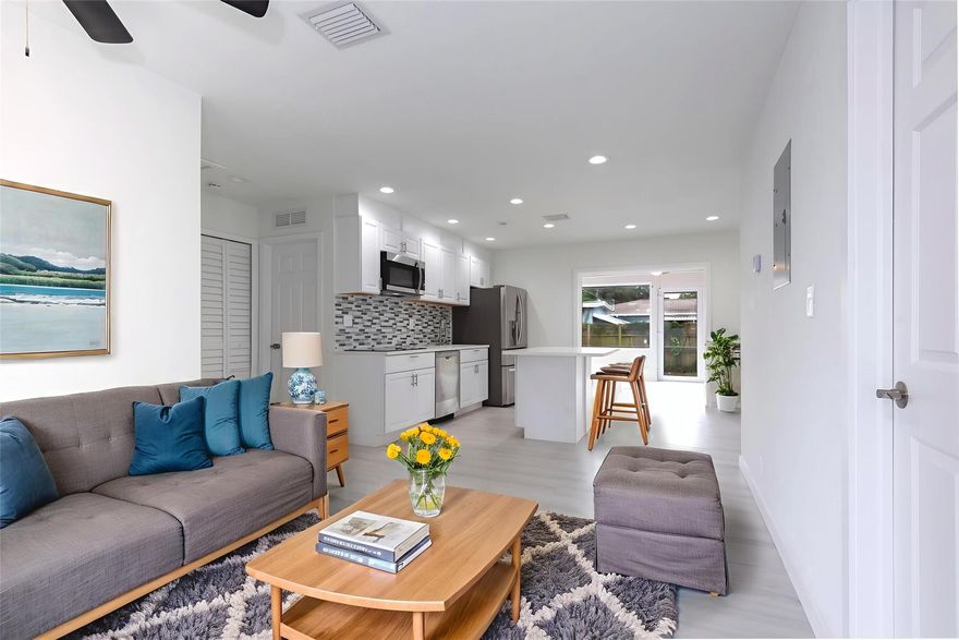 Beautifully remodeled modern home with 3 spacious bedrooms and 2 bathrooms, offering excellent natural lighting, open and comfortable living spaces, and generous closets. Features a covered exterior roof perfect to protect your vehicle from Florida sun and heat, plus a backyard with great space to enjoy and share with family. Just 3 minutes from I-95, 1 minute from Hallandale Blvd, and 10 minutes from the beach, in a quiet and pleasant neighborhood with immediate access to supermarkets, restaurants, and more. Equipped with brand-new A/C, water heater, complete electrical and plumbing systems, and a roof only 10 years old, requiring no maintenance for years to come. Motivated seller. THIS HOME IS READY FOR YOU TO MAKE IT YOUR OWN!