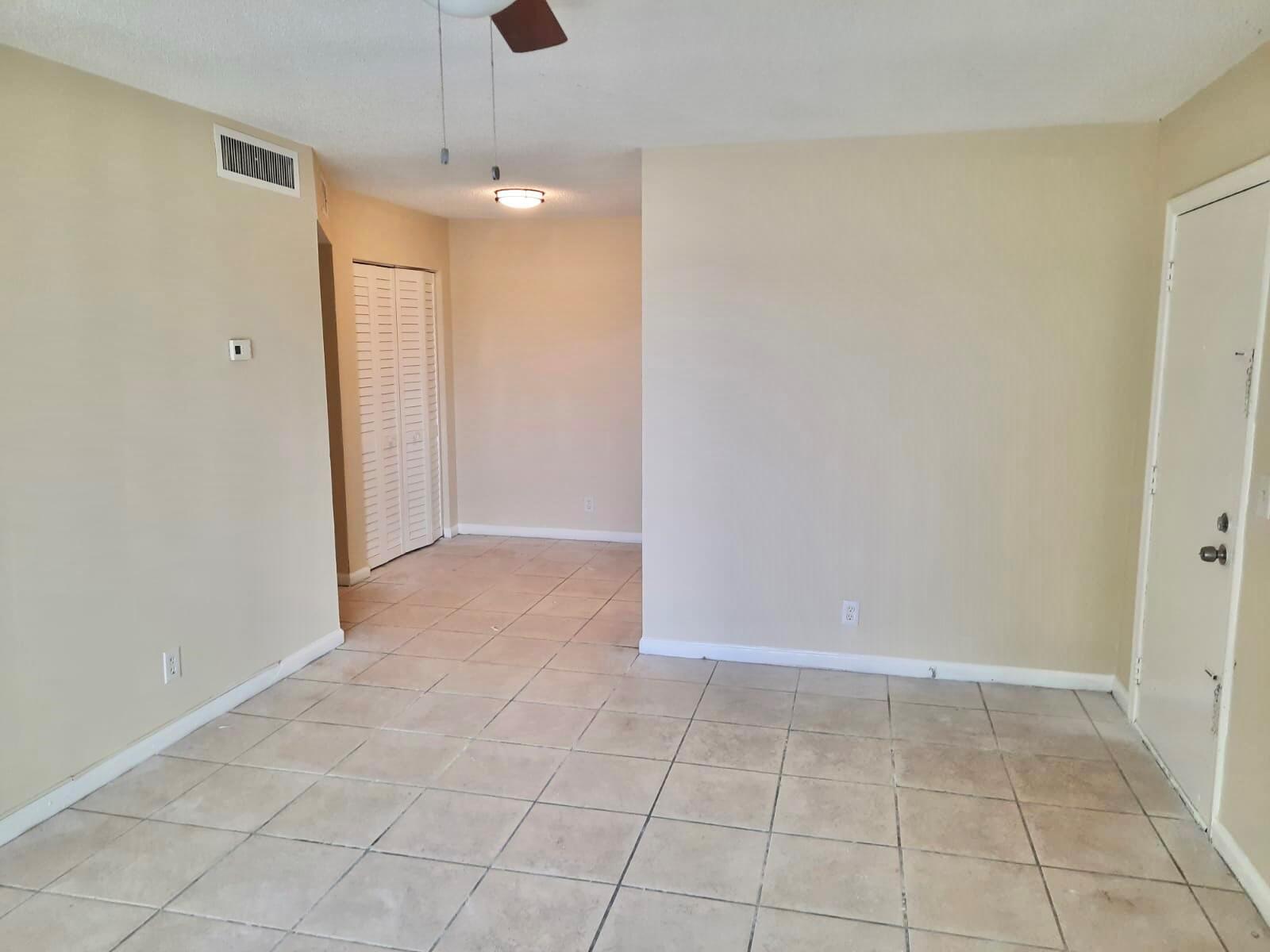 Cozy second floor - 1bedroom 1bath large 625 soft. - with separate dinning area. Walk-in closet. Community Laundry Facilities. All ages- No pets allowed by HOA. Minimum CS 600+. One parking space assigned. Lots of guest parking. Great community close to I-95 behind Palm Beach Outlets. WATER included in the rent ! FAST HOA APPROVAL. Unit ready to move in !