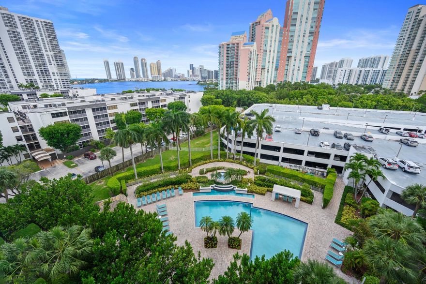 Welcome to Paradise. Amazing water views from every angle of this unit. Beautiful and bright 2-bedroom convertible & 2 bathrooms unit with washer and dryer in the unit in an elegant 20 story high rise nestled amidst lush tropical foliage in the heart of Aventura. The building offers excellent amenities such as two swimming pools, jacuzzi, heated pool, sauna, fitness center, business center, club room, etc. Secure building with valet services and 24-hour security surveillance. Few minutes away from the famous Aventura Mall, beautiful Sunny Isles Beach, excellent schools, hospitals, airports, and main highways. This unit is currently rented until July 31, 2026