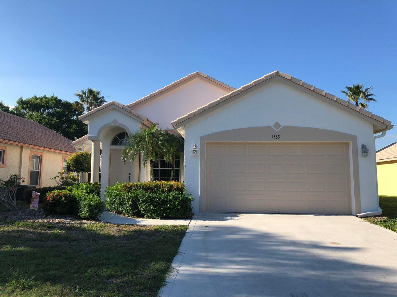 This lovely waterfront 3-bedroom with a large, screened patio overlooks a beautiful expansive nature preserve. The property has a good floor plan, accordion shutters for all windows, no carpet. Located in the gated community of Wellingtons Edge. Community offers club house with fitness center,3 pools and tennis. Lawn care is included.