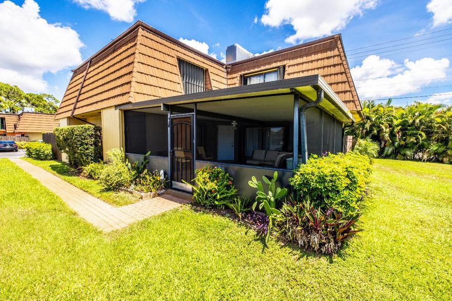 Welcome home to this beautifully designed 3-bedroom, 2.5-bath builder's model townhouse in the desirable Villages of Turnberry community. The spacious open floor plan features tile flooring throughout the main living areas, with one bedroom and a guest half bath conveniently located on the first floor. Upstairs, you'll find two generous primary suites, each with its own private bath and walk-in closet. Additional highlights include a full-size washer and dryer, extra storage, a private deck, and a screened patio perfect for relaxing outdoors. Accordion shutters provide peace of mind, while the community pool is just steps from your back door. The Villages of Turnberry is a well-maintained community in Lake Worth, FL, offering a serene neighborhood feel with low HOA fees. Ideally located just minutes from the Florida Turnpike, residents enjoy easy access to shopping, dining, parks, golf courses, and the area's beautiful beaches.