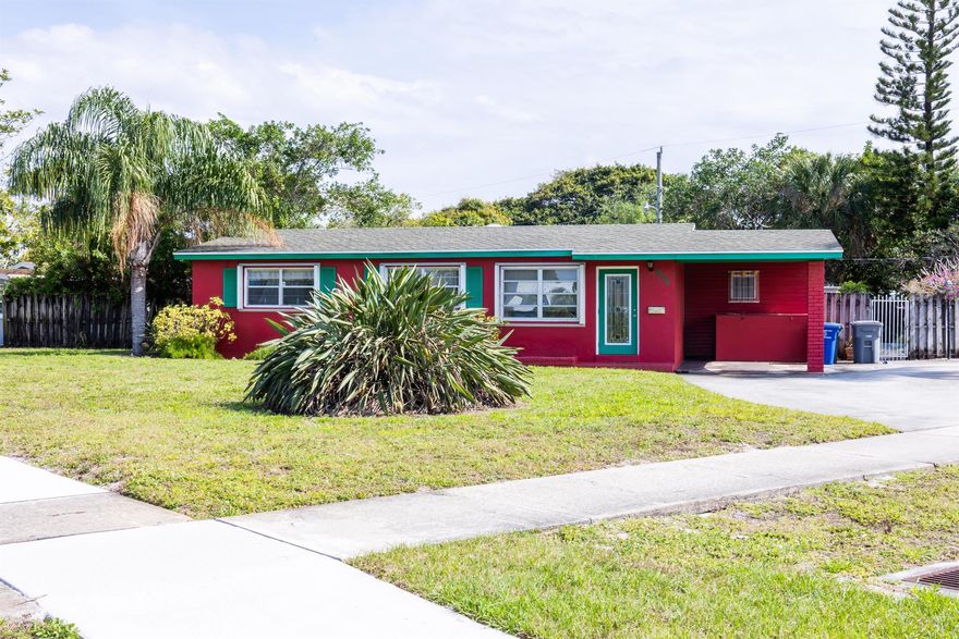 Don't miss out on the most affordable single-family home in Lake Park! This charming 3-bedroom, 2-bathroom home with 1,495 sq ft of living space sits on a spacious .2927-acre corner lot. Featuring a refreshing pool, a large Florida room, and a circular driveway, this home offers both comfort and convenience. Modern updates include a 2020 AC, 2019 water heater, and a gas generator. Additional features are a durable 2004 roof, 1 carport, and a shed. Located minutes from Lake Park Marina, Nautilus 220, Publix, Target, and beautiful parks. Enjoy a coveted lifestyle near the ocean inlet with no HOA fees. Endless possibilities await to make this your dream home!