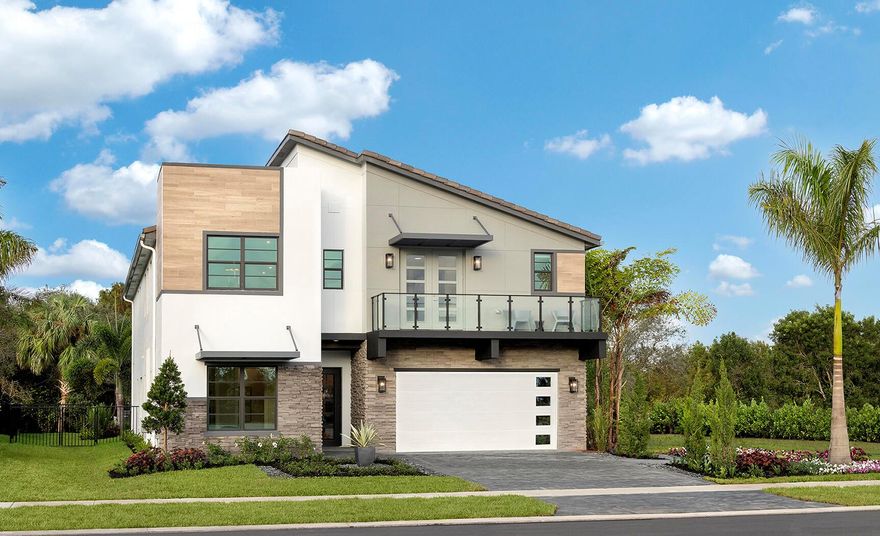 Located in the heart of Cooper City, just 15 miles southwest of Fort Lauderdale, this new 5-bed, 4.5-bath home sits on an intimate cul-de-sac. With 4,395 sq. ft. of living space, the Cezanne open floorplan offers luxury and comfort. The gourmet kitchen includes a walk-in pantry and island breakfast bar, while a sliding door opens to a backyard oasis with a custom pool and spa. The first floor features a guest bedroom with en-suite bath and a flex room with wet bar. Ascend the glass-railed staircase to the second floor where a cozy loft overlooks the great room, and the owner's suite offers a spa-inspired bathroom and dual walk-in closets. Bedroom 3 has a private balcony for scenic views of the neighborhood.