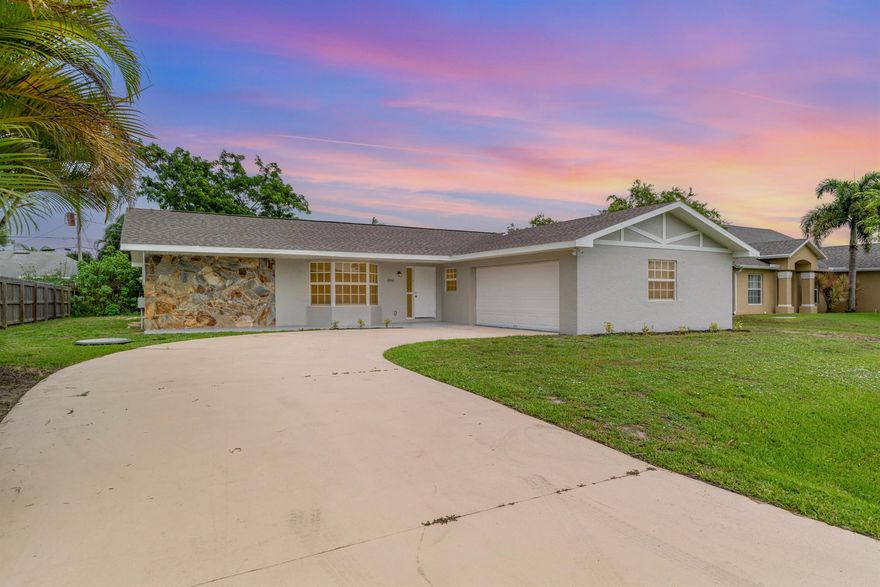 Welcome to this inviting 3-bedroom, 2-bath home in Port Saint Lucie's sought-after Palm Trails neighborhood. Built in 1982 and spanning 1,615 sqft, the interior showcases modern finishes, abundant natural light, and generous storage in the kitchen and closets. Enjoy seamless indoor-outdoor living with a spacious yard ideal for gardening or hosting. This pet-friendly residence welcomes both dogs and cats (fees apply). Just minutes to Oak Hammock Plaza, Harmony Shoppes, and Lily Davis Plaza for everyday needs, and a short drive to natural escapes like Oxbow Eco&#8209;Center, Savannas Preserve, and Heathcote Gardens. Families will appreciate proximity to Northport K&#8209;8 and St. Lucie West Centennial High School, while healthcare options include St. Lucie Medical Center nearby.