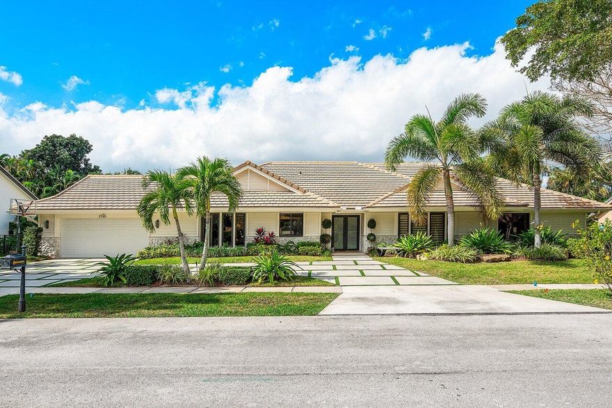 Welcome to Woodfield Hunt Club, a sought-after gated community in central Boca with no mandatory membership. Set on a premier interior lot with no rear neighbors or road exposure, this home offers exceptional privacy. The single-story residence features 4,200+ sq ft with 6 bedrooms, an office, and 4 baths, including 2 cabana baths. Marble floors and a split layout balance open living and privacy. The renovated kitchen boasts quartz counters, white cabinetry, and a large island. Impact windows provide full hurricane protection. Enjoy a lush landscaped backyard with a private pool and outdoor living spaces. Community amenities include a clubhouse, two playgrounds, fitness center, tennis, tree lined streets and more. Optional Woodfield Country Club membership available.
