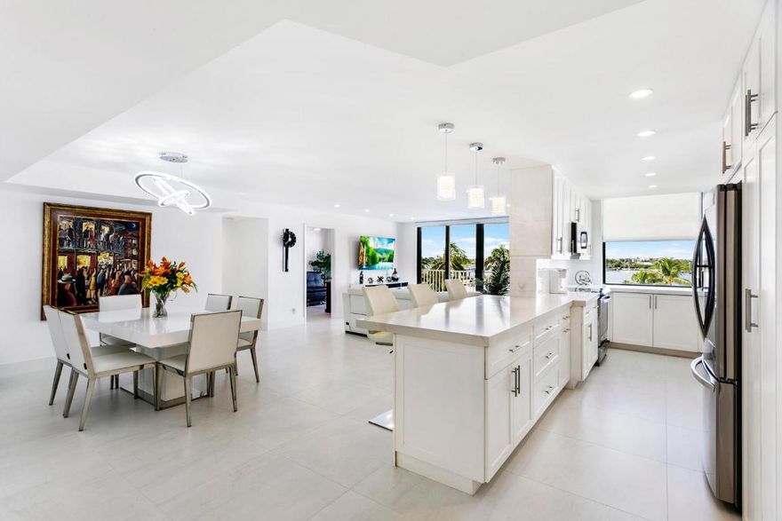 Experience luxury living in this newly renovated waterfront condo, where modern design meets breathtaking views. This stunning unit features an open concept layout, maximizing natural light and showcasing panoramic views of the water. The kitchen boosts sleek high-end appliances and beautiful cabinetry.
The spacious living area flows seamlessly onto a private balcony with pool and intracoastal views.. The 3 generous sized bedrooms offer ample closet spaces & 2 all white bathrooms.
Included are 2 covered parking spaces and a large sized storage space just outside the unit! Residents can enjoy exclusive amenities incl a rental apt for guests, gym, pool, & deeded beach access- all close to great restaurants, shopping, luxury hotels, waterfront golf, & the Palm Beach International Airport
