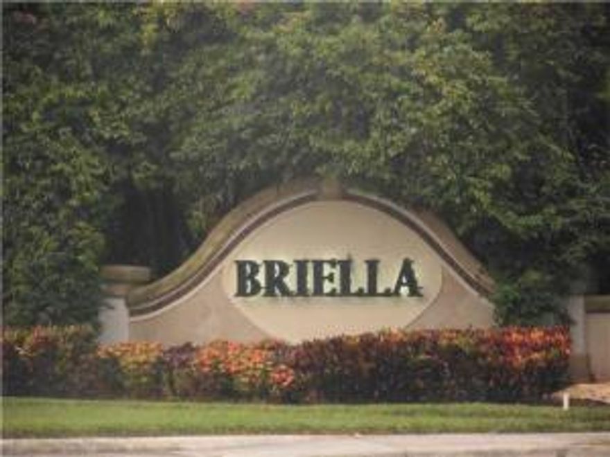 DESIRABLE MAGENTA MODEL! 3 BEDROOM 2 1/2 BATH TOWNHOUSE, END UNIT WITH EXTENDED DRIVEWAY AND SIDEWALKS! BUILT IN 2010, THIS UNIT IS IN THE NEWEST BUILDING IN ALL OF BRIELLA. THE IMPACT WINDOWS & DOORS ALSO HAVE UV FILM. THE OWNERS SPARED NO EXPENSE WHEN ADDING UPGRADES WHICH INCLUDE STONE COUNTERS & FAUCETS IN ALL BATHROOMS, KNOCKDOWN TEXTURED WALLS, 42'' CABINETS WITH CROWN MOLDING, GRANITE KITCHEN COUNTERTOPS AND EXTENDED COUNTER IN KITCHEN, HIGH HAT LIGHTING, FPL GREEN CERTIFIED HIGHER EFFICIENCY INSULATION RATED WHICH REDUCES ELECTRIC BILLS. MUST SEE TO APPRECIATE THIS NICE UNIT. BRIELLA OFFERS COMMUNITY POOL, TENNIS BASKETBALL, CLUB HOUSE, WORK OUT ROOM AND MORE. GREAT LOCATION NEAR TURNPIKE, RESTAURANTS, SHOPPING, PARK, 15 MINUTES TO BEACH. CHECK IT OUT: www.briellacondominium.c