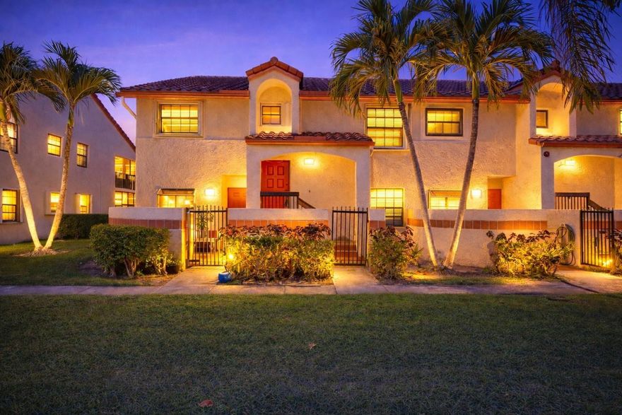 2BR/2BA condo in Diplomat Square at Independence Bay, Deerfield Beach. 1,300 SF 2nd-floor corner unit + den. Updated granite kitchen (2009) with SS appliances opens to dining/living with volume ceilings and laminate floors. Baths updated 2008. Private screened balcony overlooks peaceful greenery views, accordion shutters offer storm protection, assigned parking, and in-unit laundry hookup. AC 2016 with UV light technology; water heater 2008. Flood Zone X. $550/mon includes building insurance, water/sewer/trash, exterior/roof, landscaping, pest control, irrigation, plus clubhouse, pools, hot tub, tennis, fitness center, BBQ areas, and lake paths. Pets up to 25 lbs. Rent right away. Minutes from Quiet Waters Park and major highways. Schedule your showing today.