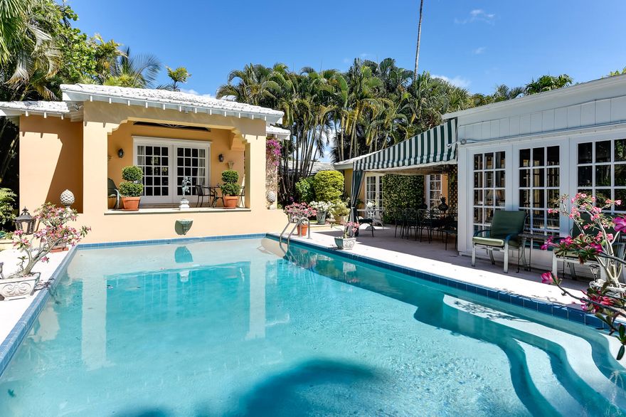 Renovate or build new. Palm Beach pool home offering 3 bedrooms, 3 baths plus a one bedroom guest house with bath and kitchenette. The loggia, master and pool house all open onto the lush gardens and large pool.. Close proximity to the beach. 100'x 115' lot. DISCLAIMER: Information published or otherwise provided by the listing company and its representatives including but not limited to prices, measurements, square footages, lot sizes, calculations and statistics are deemed reliable but are not guaranteed and are subject to errors, omissions or changes without notice. All such information should be independently verified by any prospective purchaser or seller. Parties should perform their own due diligence to verify such information prior to a sale or listing. Listing company expressly disclaims any warranty or representation regarding such information. Prices published are either list price, sold price, and/or last asking price. The listing company participates in the Multiple Listing Service and IDX. The properties published as listed and sold are not necessarily exclusive to listing company and may be listed or have sold with other members of the Multiple Listing Service. Transactions where listing company represented both buyers and sellers are calculated as two sales. The listing company's marketplace is all of the following: Vero Beach, Town of Orchid, Indian River Shores, Town of Palm Beach, West Palm Beach, Manalapan Beach, Point Manalapan, Hypoluxo Island, Ocean Ridge, Gulf Stream, Delray Beach, Highland Beach, Boca Raton, East Deerfield Beach, Hillsboro Beach, Hillsboro Shores, East Pompano Beach, Lighthouse Point, Sea Ranch Lakes and Fort Lauderdale. Cooperating brokers are advised that in the event of a Buyer default, no commission will be paid to a cooperating Broker on the Deposits retained by the Seller. No commissions are paid to any cooperating broker until title passes or upon actual commencement of a lease. Some affiliations may not be applicable to certain geographic areas. If your property is currently listed with another broker, please disregard any solicitation for services. Copyright 2021 by the listing company. All Rights Reserved.