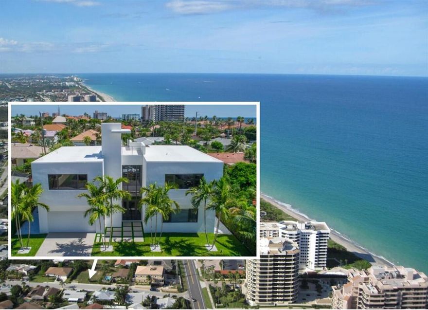 New Construction built in 2018 stunning modern masterpiece with ocean views & specious roof top terrace, steps away from the sand of Juno Beach. Designed with style, innovation and functionality, this full turnkey 4 bedrooms with on-suite bathrooms, powder bath, over-sized loft, & 2 car garage pool home, being sold with brand new designer, high end furnishings throughout and all new custom window treatments. Built exceptionally well with all poured concrete & steel reinforced CBS tie-beam construction in the walls & between floors, using the Hambro system, the property is elevated about 27 ft above sea level, with hurricane impact resistant windows & doors throughout. This residence features an open floor plan concept with high ceilings, an elevator that goes to the roof-top terrace. Enjoy nice ocean views from the master bedroom, balcony & rooftop.  The gourmet island kitchen features modern designer white cabinetry with 6 cm azul calcite countertop on perimeter & extra white Caesar stone island with waterfall feature: SS Thermador 36-inch gas cooktop & triple combo built-in oven & Viking refrigerator. The master suite boasts of 2 over-sized walk-in closets with custom shelving, a luxurious bathroom setting, with his-&-her custom floating vanities, designer stand-alone tub & private balcony access with ocean views! This home features the latest state-of-the-art smart automation system, Kirio that can be controlled by your wireless device such as iPhone, tablet, etc.
The private backyard setting features a heated saltwater pool with decorative wall & the perimeter hedges & tropical palm tree landscaping compliments the clean lines of the house. The entire home is a demonstration of the highest level of clean, contemporary finishes & the finest workmanship.
This home was just professionally furnished and decorated with exceptionally taste and style and is now move in ready. Other recent upgrades include extended ipe wood decking in roof top terrace; new custom fence and front gates to be installed, new frameless glass tub enclosure, 6ft front hedge and more. Exceptional location just steps from sandy beaches at Juno Beach, & a short drive to the PGA corridor with world class shopping & restaurants, & only 20 minutes from PBI airport.