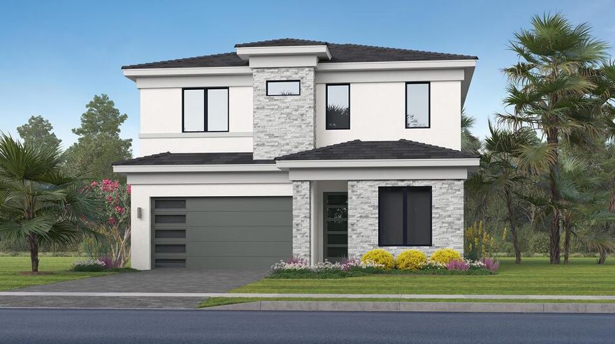 This new two-story home offers ample space to live and grow. A secluded study can be found on the first floor, near a convenient bedroom and full-sized bathroom. At the back of the home, an open-concept floorplan offers seamless indoor-outdoor living with easy access to an inviting lanai. On the second level, a versatile loft provides a shared living area easily accessible from two additional bedrooms and a luxe owner's suite, complete with a full bathroom and walk-in closet.Prices, dimensions and features may vary and are subject to change. Photos are for illustrative purposes only.