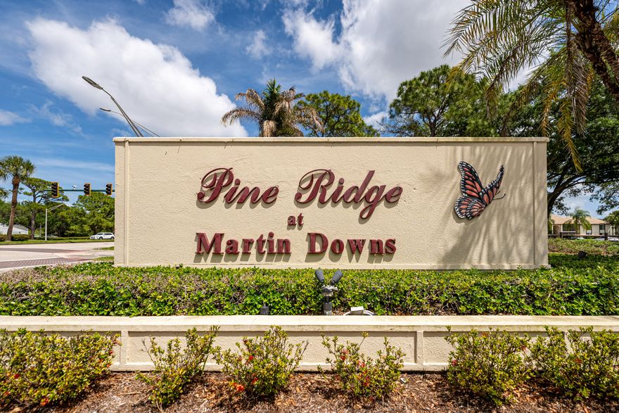 Tastefully updated 1BR/1BA condo in the gated community of Pine Ridge at Martin Downs! Walkable to the "up and coming" Mapp Road redesign district (adding to your property value!!). This condo has been completely updated with wood look- vinyl plank flooring throughout. The kitchen features quartz countertops, shaker style cabinets and stainless steel appliances. The bathroom is appointed with contemporary finishes including  marble look tile shower with sleek  glass enclosure, updated vanity with granite countertop. This home is move in ready!!! ALL AGE Community with pool and tennis courts for your leisure. Included in the HOA is cable, internet, very well kept common areas, gate, building insurance and maintenance (including roofs) Zoned for the best schools in Martin County!