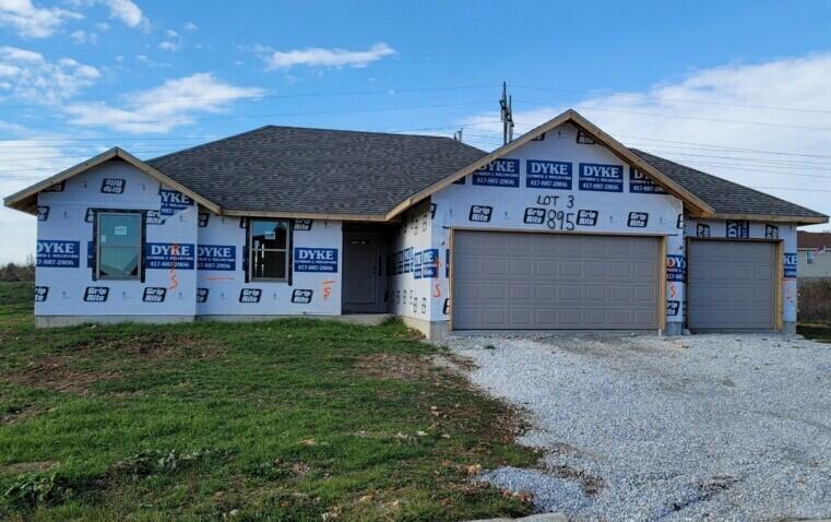 NEW SUBDIVISION & NEW CONSTRUCTION!! South of Nixa! Nixa schools. Don't miss out on this beautiful home!  1371 sq ft plan, 3 bed, 2 bath, 3 car garage. Environmentally friendly, Energy Star Home to dramatically reduce the heating/cooling bills for the entire life of the home!!! LVT flooring throughout the entire house.  Gorgeous quartz countertops in kitchen overlooking an open floorplan and throughout the home. Plumbing finishes will remain chrome, with no option to change. Buyer to due diligence on schools. Interior pictures are not of exact home, but similar finishes.