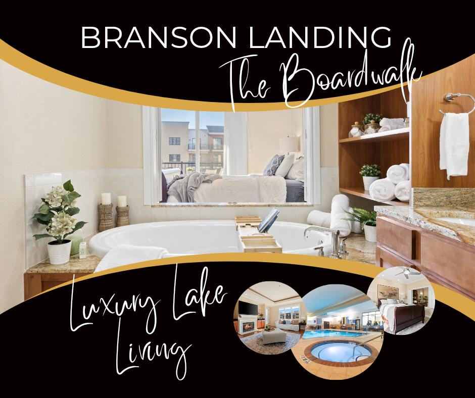 Luxury Lakeside Condo with Spectacular Views at Branson Landing!Discover one of the largest 2-bedroom floor plans available at Branson Landing, where breathtaking views of Lake Taneycomo and the bustling Promenade create an unmatched living experience. This luxurious condo offers two oversized decks, accessible from both en-suite bedrooms and the Living Room, providing the ultimate vantage point for Branson's finest entertainment, lively fountains, and vibrant shopping scene.The master en-suite exudes elegance with a spa-inspired garden tub, double vanity, and separate shower, while the second bathroom is upgraded with an 8-head body shower and rain showerhead, offering a truly rejuvenating experience. The open-concept Kitchen, Dining, and Living area is thoughtfully designed for entertaining or relaxing, featuring a cozy gas fireplace, a stylish wet bar, and ample space for gatherings. Recent updates include new carpet and a sleek stainless steel microwave oven vent hood.This split-bedroom floor plan is perfect for families or hosting visitors, offering privacy and comfort for all. Step outside your condo, and you're just an elevator ride away from the heart of Branson Landing. With numerous shops, lakeside restaurants, and outdoor patios, everything you need is at your fingertips. Enjoy a scenic stroll along the mile-long lakeside walkway or relax at one of the waterfront cafes.Residents enjoy access to exclusive Hilton Promenade and Convention Center amenities, including two year-round indoor pools and hot tubs, a seasonal outdoor pool, fire pits, cabanas, and more. The unit also includes one parking space in the gated underground garage, a rare and valuable perk.Don't miss your chance to own one of Branson's finest luxury condos, offering convenience, unbeatable views, and a lifestyle like no other. Schedule your private showing today!