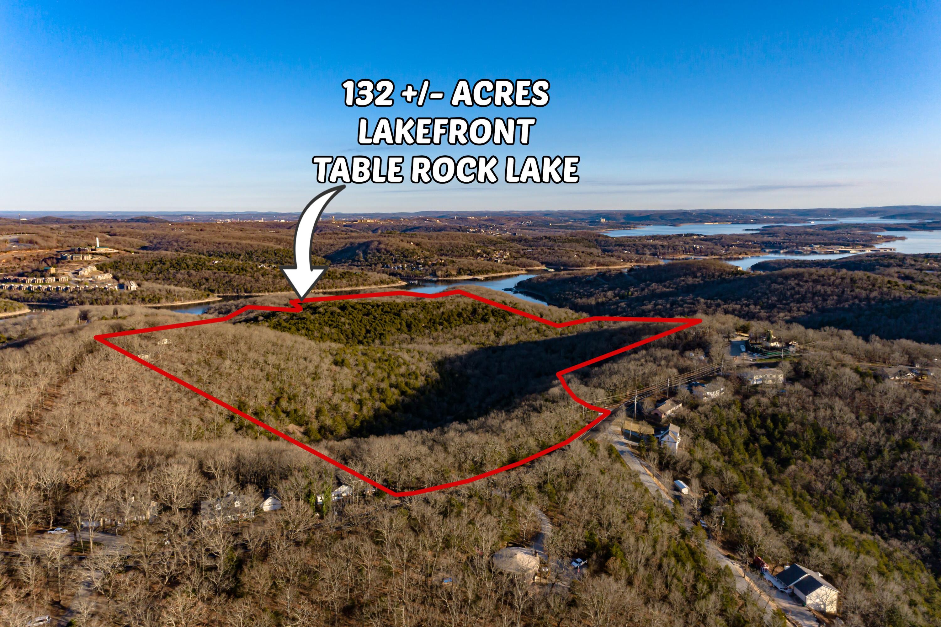 Lakefront and lake view 132.3 acres near Branson West and on the North Indian Creek Arm of Table Rock Lake. Nearly 3,800 feet of frontage on Table Rock Lake including entire north side of a magical cove. The property fronts on Talking Rocks Rd and Sterling Oaks Ln provides access through the property. This is the perfect spot for creating your own sanctuary away from the cares of the world.