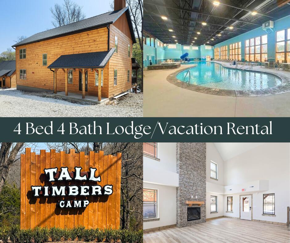Completed in May 2025! Ready for Summer Rentals. Discover the perfect blend of nature and luxury with these stunning ''cabins-in-the-woods'' vacation rentals. Surrounded by breathtaking landscapes, Tall Timbers Camp offers premium amenities for an unforgettable getaway, including, A stocked fishing lake and a serene kayaking lake, Indoor and outdoor pools, A swimmable nature pool, Pickleball and basketball courts, Hiking and biking trails and even recreational equipment rentals. Ideally situated for easy access to Branson and Table Rock Lake, this is the ultimate vacation rental investment opportunity. This thoughtfully designed 4-bedroom, 4-bath retreat. Each bedroom serves as a private master suite, providing unmatched comfort and flexibility for your guests. With its soaring vaulted ceilings, cozy fireplace, spacious covered deck, with a hot tub hookup, this cabin will keep visitors coming back year after year. This is the perfect chance to own a brand-new build, ready for you to add your personal touch with your choice of decor and furnishings. Don't miss your chance to invest in this next hot vacation rental destination!
