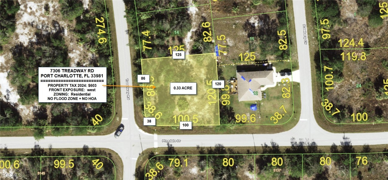 Map of property location with property parcel outl