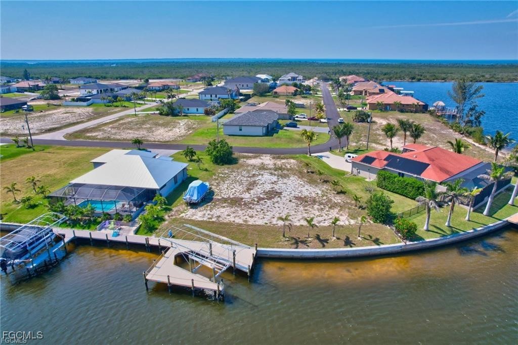 Aerial view of residential area featuring a large