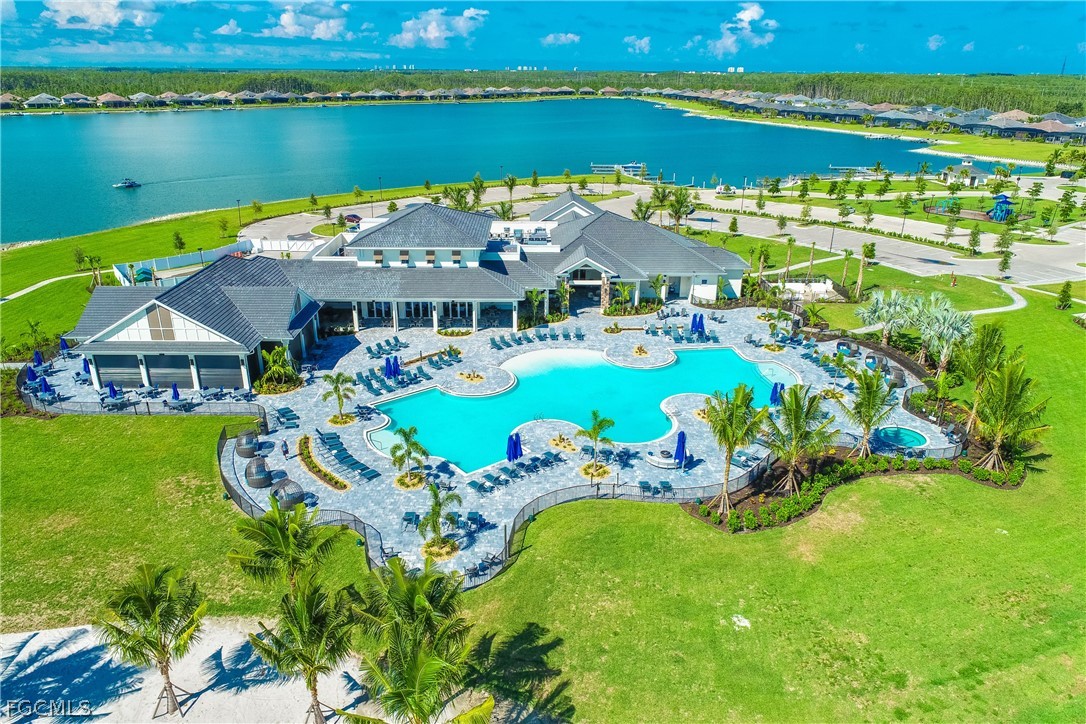 Drone / aerial view of a large body of water