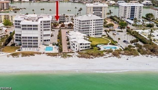 Bayside view of Gulf Bay Apts. faces east. Subject condo faces West betwen the 2 beachfront high-rises
