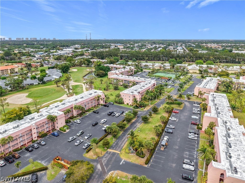 View of urban area with a golf course