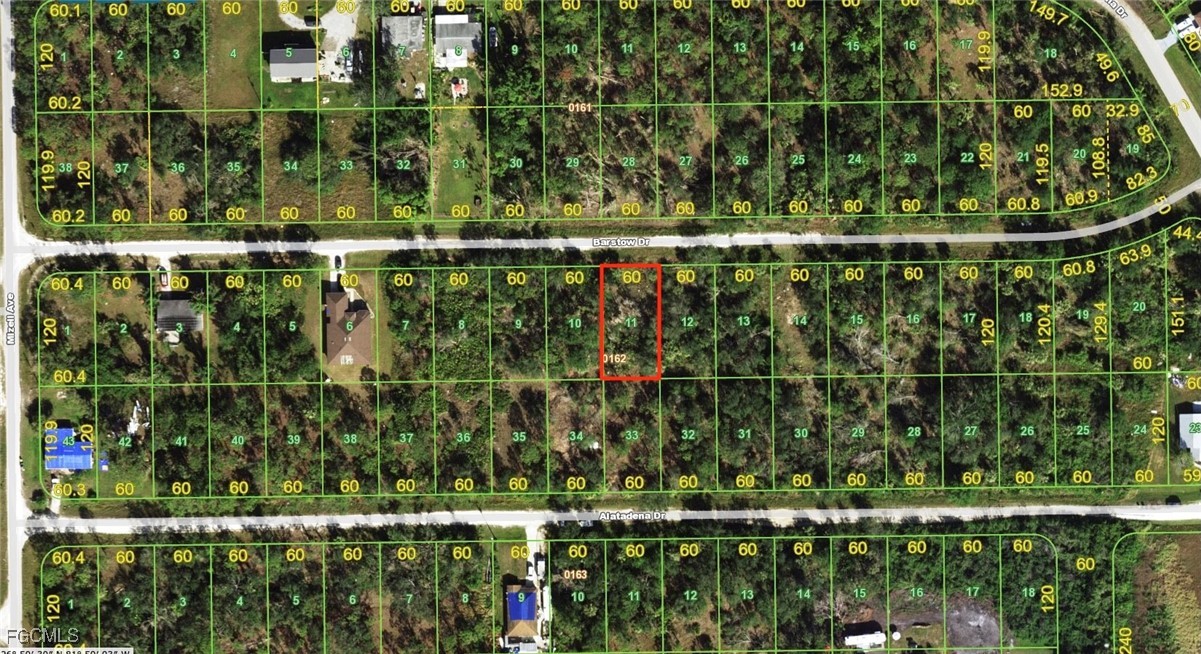 Aerial view of property's location with property b