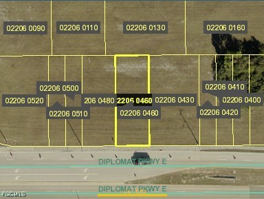 Aerial view of property's location with property b