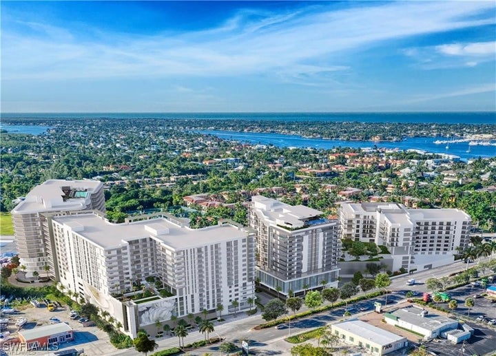 View of urban area with a large body of water