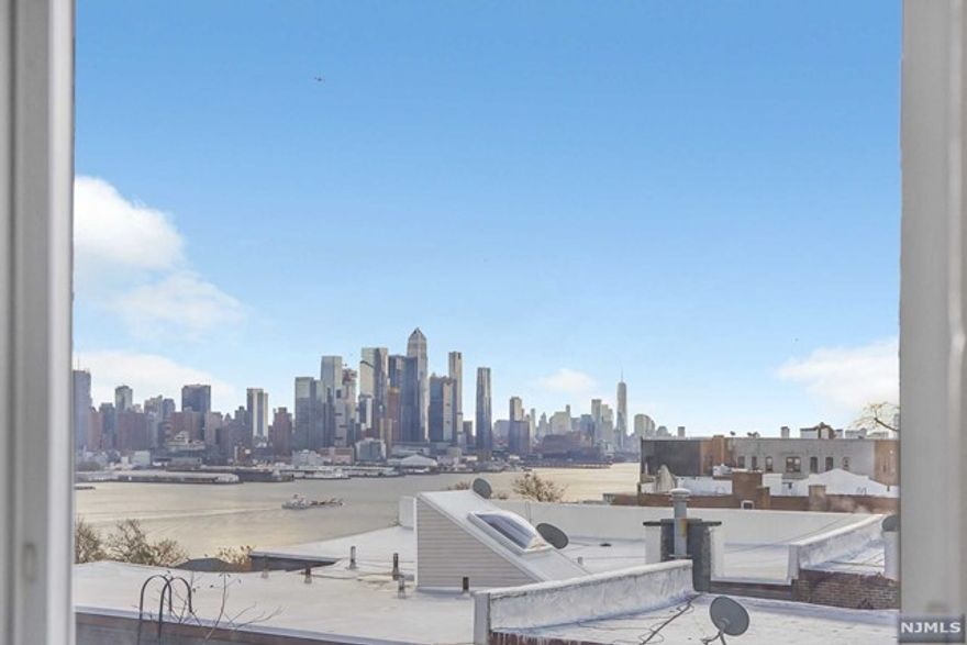 Spacious, bright 2 bedroom and 1 bath condo in West New York with spectacular NYC and Hudson River views from every room. Bedrooms have hardwood floors. Good closet space. Washer/dryer. Great location.Located near restaurants and shopping. Only a Half a block from Blvd East, midtown ferry,128,165,166 bus stops..