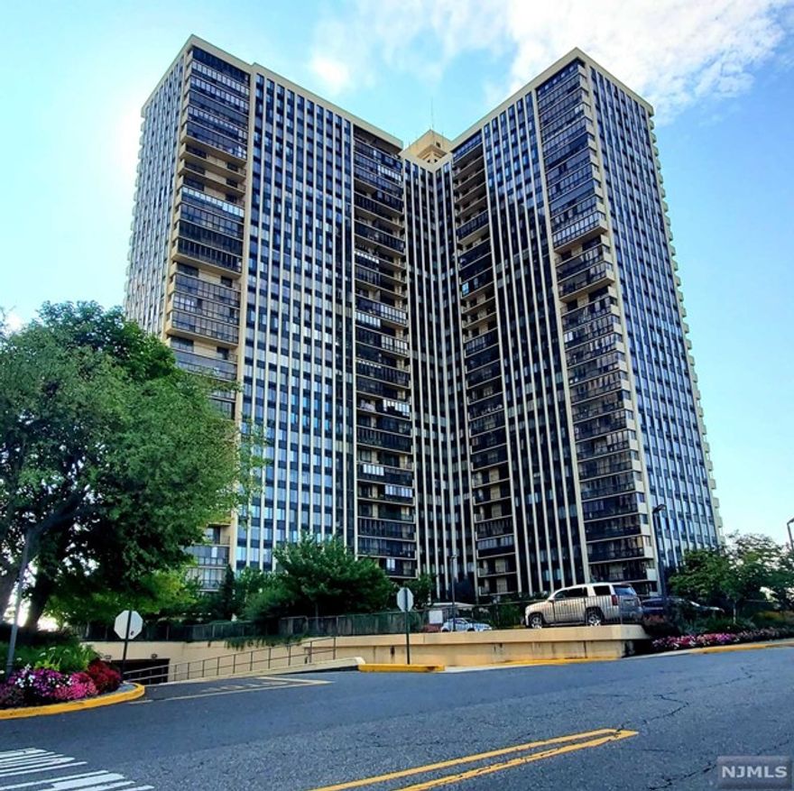 Light and bright 2 bedroom apartment on floor 28th at Winston Towers with gorgeous sunset views. Great unit with approximately 1070 sq.ft of living space and plenty of closets. Entry with a large guest closet, living room with beautiful parquet floors and sliding glass doors to a great terrace. Updated Eat- in- kitchen with dining area. First Bedroom features parquet floors while Master bedroom has wall/wall carpet and a large walk-in-closet. Enjoy the Winston Towers, a luxury condominium building which offers: 24hr security and doorman, outdoor pool, kiddy pool, tennis court, children's playground, billiard room, indoor playroom, Health Club "Palisadium" and more. NYC transportation, shops and restaurants at the door!! Schedule your showing today! This unit pays $75 for indoor parking space as part of the monthly fee.