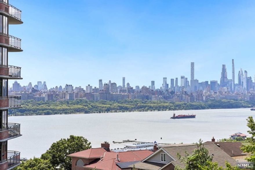 Welcome to The 100 Carlyle Drive, located in beautiful Cliffside Park. This stunning 1573 sq. ft. Corner South Unit offers breathtaking views of downtown Manhattan and features a spacious 2-bedroom, 2.5-bath floor plan designed for modern living. The full-service building includes 24-hour concierge and doorman services, valet parking, 24-hour security, a pool, promenade area, children's playroom, and exercise room. Conveniently located just minutes from NYC transportation, including bus and NY Waterway ferry service, this residence is also close to schools, shopping, and more, offering a truly luxurious living experience.