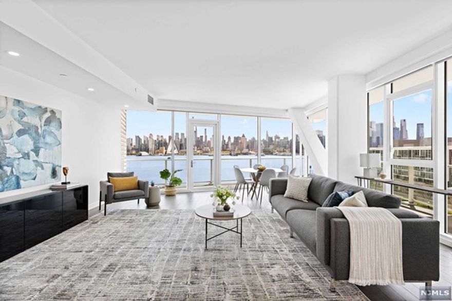 THE CHEN AGENCY (201-346-8888) Welcome to AVORA Residence 706. This is a rare opportunity to rent this extraordinary front-row '06' line unit with 1798-sf on the southeast corner with truly astounding Hudson River & Manhattan views. This dramatic trophy residence has floor-to-ceiling windows and a glass wrap-around terrace. Additional upgrades include automated window blinds & decorative sheer curtains, custom fitted closets and custom lighting. Building amenities include 24-hour concierge service, health club, media room, sports simulator, resident lounges and the amazing 3rd floor pool deck & barbecue patio. NY Waterway Ferry service, Hudson/Bergen Light Rail & NJ Transit Bus service are literally steps from the lobby door. Due at lease signing: 1st month rent, 1.5-month security, $300 moving day fee to the building. 2-year minimum lease term. LANDLORD PAYS THE BROKER FEE. Landlord is a licensed NJ real estate broker. Contact NELSON CHEN at 201-886-8000 or Nelson@ChenAgency.com